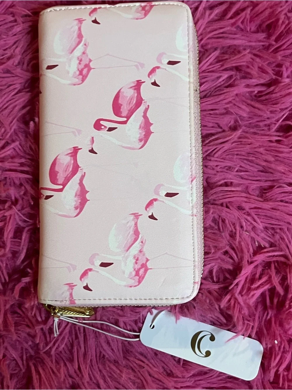 Pink Flamingo Print Zip Wallet - Women Bags